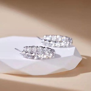 Pendientes de Aro Plateados con Diamantes, Joyería de Moda de Lujo, Regalo para Mujer, Aniversario de Bodas, Cumpleaños, Compromiso - Product Image 4