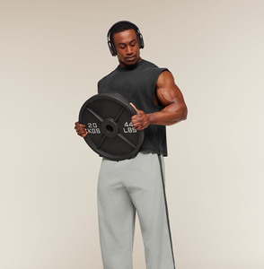 Débardeur noir sans manches pour homme, col en V, couleur unie, 100 % coton tricoté, décontracté et respirant - Product Image 1