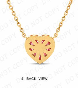 Elegant Heart Pink Lab Diamond Pendant <b>Necklace</b> 18K Yellow Gold Round Diamond Halo Engagement Anniversary Luxury Fine Jewelry - Product Image 6
