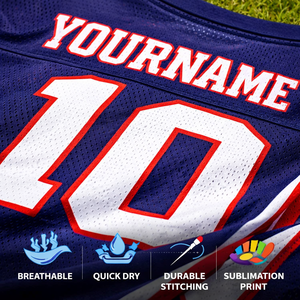 ชุดยูนิฟอร์มทีมอเมริกันฟุตบอลแบบกำหนดเองสำหรับโรงเรียน ผลิตจากโพลีเอสเตอร์ 100% แห้งเร็ว ระบายอากาศได้ดี พิมพ์ลายชื่อและหมายเลขผู้เล่นด้วยเทคนิค Sublimation ป้องกันรังสียูวี - Product Image 3