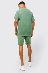 Nouvel ensemble tendance pour homme : T-shirt à manches courtes et short, couleur unie, délavé à l'acide, coupe oversize, design personnalisé, vêtements de marque pour homme, ensemble 2 pièces - Product Image 6