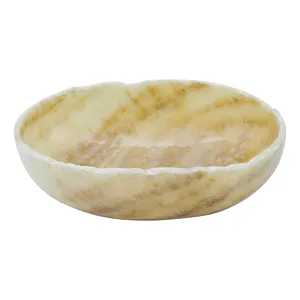 Bol en onyx, centre de table de luxe, accessoire en pierre artisanal, marbre poli massif, bol en onyx contemporain, prix de gros - Product Image 1