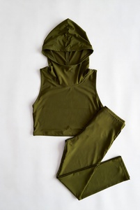 Women Modest Swimwear Set Olive Green Long Sleeve Tunic <b>Full</b> Length Leggings Matching <b>Hijab</b> UPF50+ Breathable Solid Color - Product Image 4