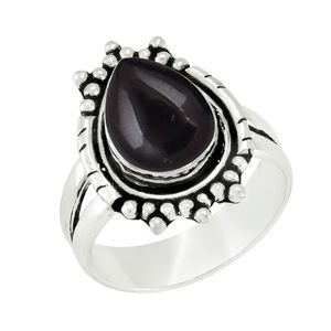Bague en argent sterling 925 oxydé avec pierre précieuse onyx noir naturel, style vintage, sertissage clos, bijoux personnalisés pour femme – Meilleures ventes - Product Image 1