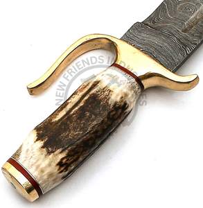 Nueva Edición Cuchillo Bowie de Acero de Damasco de 15 Pulgadas Hecho a Mano con Mango de Asta de Ciervo, Hoja Fija Extra Afilada para Caza al Aire Libre - Product Image 4