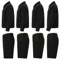 Ensemble veste et pantalon en denim tissé tricoté coupe slim pour homme, respirant, à capuche, style streetwear, 100 % coton, 260 g