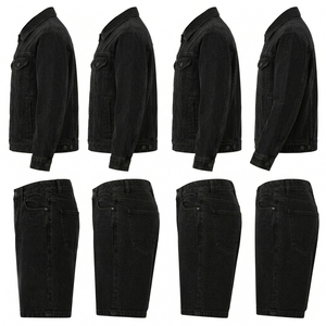 Custom <b>Men's</b> Slim Fit Spring Woven Solid Denim <b>Jacket</b> Pants Sets Breathable Hooded High Quality Streetwear 100% Cotton Outerwear - Product Image 5
