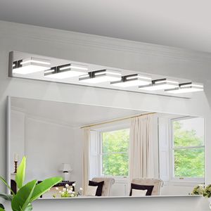 Applique murale moderne en chrome à LED pour salle de bain, design élégant et minimaliste, 6 lumières, économe en énergie et facile à installer - Product Image 1