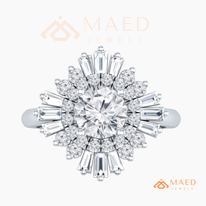 Round Cut Moissanite Cluster <b>Ring</b> <b>Silver</b> <b>Statement</b> Engagement <b>Ring</b> for Women Luxury Style Jewelry Gift - Product Image 6