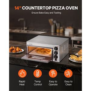 Horno Eléctrico Comercial de Acero Inoxidable de Una Sola Capa de 14 Pulgadas para Pizza, Horno de Encimera con Asa de Piedra, Uso Multipropósito - Product Image 2