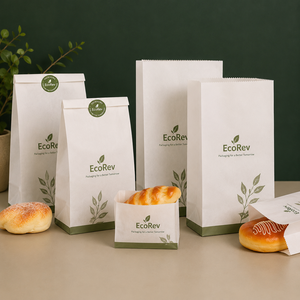 Bolsa de Papel Kraft Biodegradable y Ecológica con Logotipo Personalizado, Resistente a la Grasa, con Asa y Base Plana, Pequeña, para Pizza y Palomitas - Product Image 2