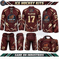 Set Tas Jersey Hoki Es Berkualitas Terbaik Terbaru yang Dapat Dipersonalisasi, Seragam Tim Profesional Sublimasi, Produsen Pakaian Grosir Langsung
