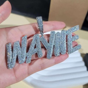 Colgantes y Dijes Personalizados de Diamante Moissanita, Cadena Cubana Personalizada de Plata 925, Collar de Lujo Estilo Hip Hop con Nombre Personalizado - Product Image 6