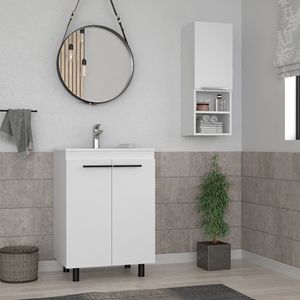 Set da Bagno Bianco Rettangolare Minimalista in Plastica Facile da Pulire per Uso Bagno - Product Image 3