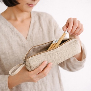 Estuche para Lápices de Cáñamo, Bolsa para Lápices con Cierre, Bolsa de Almacenamiento Portátil de Gran Capacidad para Viajes, Escuela, Oficina, Hecho de Lino en Tailandia - Product Image 3