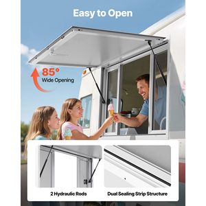 Finestra di Servizio in Lega di Alluminio 53x33 Pollici per Food Truck, Angolo di Apertura 85 Gradi, con 4 Funzioni Scorrevoli - Product Image 4