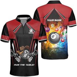 Maillot de billard personnalisé grande taille pour hommes, imprimé par sublimation, séchage rapide et respirant, pour joueurs de snooker et de pool - Product Image 4