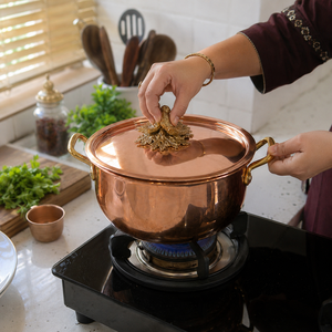 Handcrafted Pure Copper Cooking <b>Pot</b> with Lid Brass Bird Knob Handles Luxury Kitchen Cookware Casserole Serving <b>Pot</b> Wholesale - Product Image 3