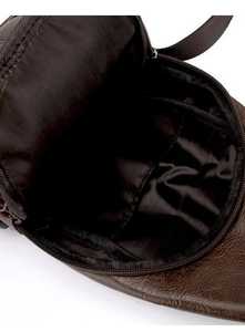 Men's Genuine <b>Leather</b> Sling <b>Bag</b> Classic Style Lightweight Zipper Closure Durable Daily Use Brown <b>Soft</b> Travel - Product Image 2