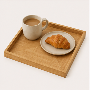 Modern Minimalist Square Oak Wood Serving Tray For Coffee Table Nordic Style Natural Hardwood Decorative Organizer For <b>Home</b> Use - Product Image 2
