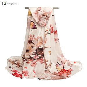 Écharpe pour femme en soie 100%, style luxueux, impression personnalisée, tissu doux, accessoires de mode pour femme - Product Image 3