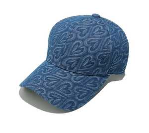 Casquette de baseball unisexe à motif cœur, bleu foncé, en coton gaufré, chapeau décontracté pour le printemps et l'été, adulte - Product Image 4