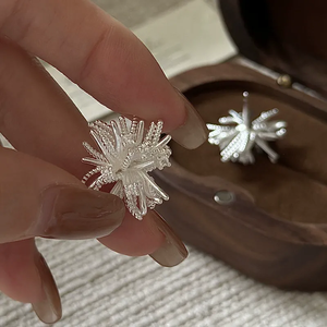 Boucles d'oreilles en argent sterling S925, style coréen, design de niche, motif feux d'artifice, style coréen simple, rétro, à la mode, bijoux d'oreille - Product Image 3