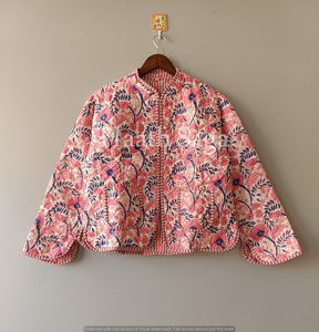 Print Cotton Quilted <b>Kantha</b> <b>Jacket</b>: Reversible Boho Coat - Product Image 1