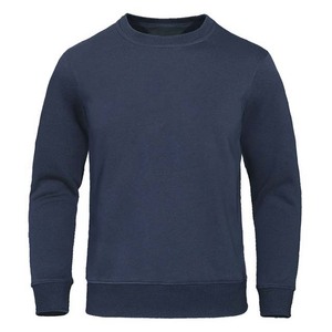 Sweat-shirt à col rond bleu marine pour homme, coupe classique, 100% coton tricoté, vêtement décontracté pour l'automne, prix abordable - Product Image 1
