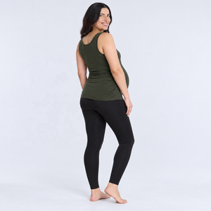 Camiseta sin mangas de maternidad para mujer, algodón y elastano, 130 GSM, con fruncido lateral, cuello redondo, sin mangas, logotipo personalizado - Product Image 2