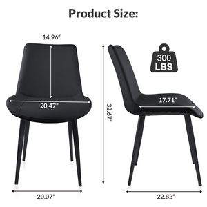 Set di Sedie da Pranzo Moderne in Pelle PU Nera con Gambe in Metallo per Cucina, Ristorante, Soggiorno e Sala Riunioni - Product Image 5
