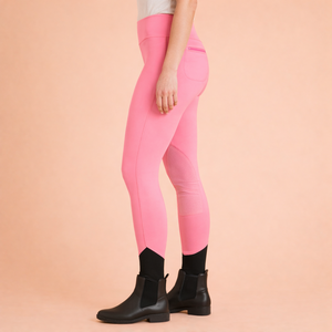กางเกงเลกกิ้งสำหรับขี่ม้าสำหรับผู้หญิง – สีชมพู |   กางเกงขี่ม้าเอวสูงพร้อมแผ่นรองเข่า - Product Image 2