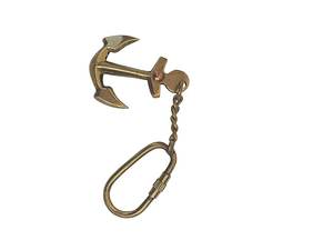 Porte-clés ancien en laiton avec ancre, thème nautique, fait main, en métal, cadeau souvenir - Product Image 2
