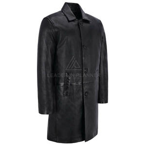 Manteau long en cuir pour homme sur mesure, veste d'hiver en cuir véritable sur mesure, en vente en ligne - Product Image 3