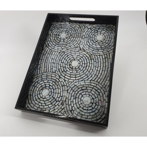 Bandeja de servicio con incrustaciones de fregona más vendida, bandeja de madera decorativa hecha a mano para servicio de té, decoración de mesa central Vintage, acento | Regalos - Product Image 3