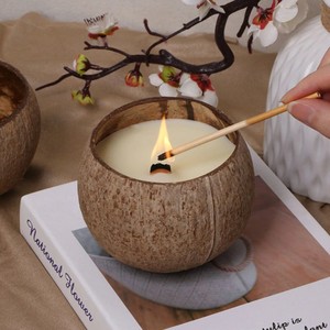 Romantic <b>Candle</b> for Wedding Events Decoration Perfumed <b>Candles</b> in Black Brown Coconut Bowl Jars <b>Bulk</b> Quantity - Product Image 3