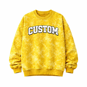 Wholesale Custom Design Yellow Acid Washed <b>Sweatshirt</b> Unisex Oversized Crewneck Pullover High Quality Fabric Street Fashion - Product Image 2