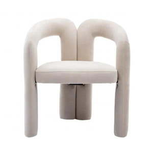 Sedia da Pranzo Imbottita in Velluto dal Design Contemporaneo con Braccioli a Botte per Soggiorno, Prezzo di Fabbrica - Product Image 4