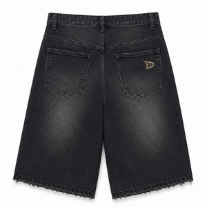 Gothic Y2K baggy velour applique denim jorts herren streetwear shorts with rhinestone detail low MOQ wholesale - Product Image 3