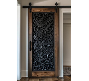 Puerta Corredera de Madera Tallada a Mano de Lujo, Diseño Artístico con Filigrana, Decoración para Entrada Interior - Product Image 1