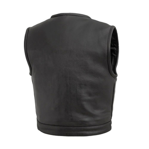 Men's Genuine Leather V-Neck Casual Moto <b>Vest</b> Solid Color Outerwear Regular Length Winter Wear Quick Dry Breathable - Product Image 1