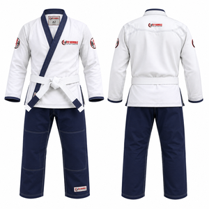 ชุดยูโด Fly Humble BJJ สีขาว กางเกงสีดำ ทรงปกติ สำหรับผู้ใหญ่ ใส่ได้ทั้งชายและหญิง ชุดศิลปะการต่อสู้ ระบายอากาศได้ดี ผ้าฝ้ายไร้รอยต่อ โลโก้สีแดง - Product Image 2