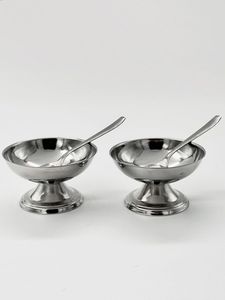 Ensemble de bols à dessert modernes de luxe en métal argenté sur pied pour crème glacée et fruits, pour maisons, hôtels, présentoirs de table de salon, meilleur prix - Product Image 2