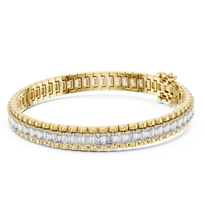 Pulsera de Diamantes Redondos Cultivados en Laboratorio de Lujo con Cierre Doble en Oro Amarillo Sólido de 18 Quilates para Regalo, Fiestas, Uso Diario y de Oficina - Product Image 1