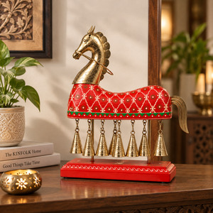 Handcrafted Wooden 10 Bell Horse <b>Decor</b> | Hand Painted <b>Indian</b> Horse Figurine | Traditional Rajasthani Tabletop <b>Home</b> <b>Decor</b> - Product Image 6