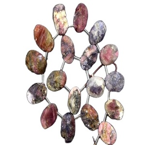 Haute qualité 18 pièces naturel Multi Tourmaline haut côté perceuse non traité rugueux forme ovale pierres précieuses en vrac pour la fabrication de bijoux - Product Image 1