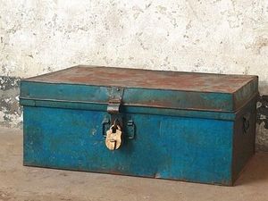 Metal Storage Trunk <b>Box</b> Rectangular <b>Stacking</b> Design Minimalist Style Gold Latches for Sundries Organization - Product Image 6
