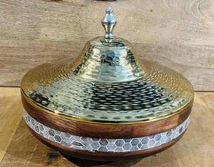 Plat de service de luxe pour buffet, doré et argenté, pour traiteur, mariage, banquet, hôtel - Product Image 5