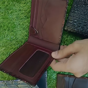Executive Vibrant Color Genuine Leather Bifold <b>Wallet</b> with Embossed Print and Zipper <b>Coin</b> Pocket Professional Stylish Design - Product Image 3