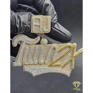 Pendentif personnalisé avec nom, serti de diamants Moissanite, collier Hip Hop en or, bijoux de style bling-bling - Product Image 2